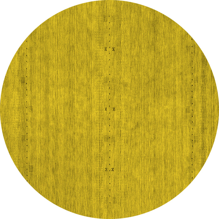 Round Abstract Yellow Contemporary Rug, con2368yw