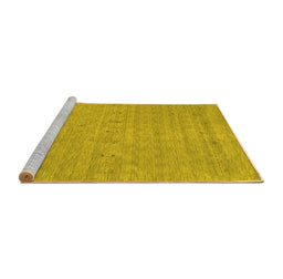 Sideview of Machine Washable Abstract Yellow Contemporary Rug, wshcon2368yw