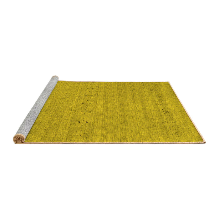Sideview of Machine Washable Abstract Yellow Contemporary Rug, wshcon2368yw