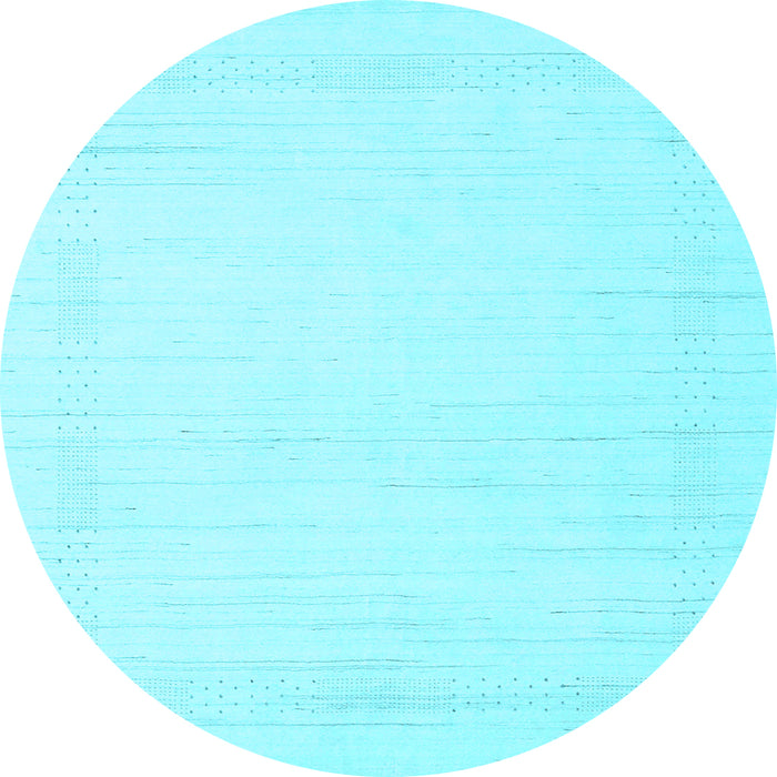 Round Solid Light Blue Modern Rug, con2369lblu