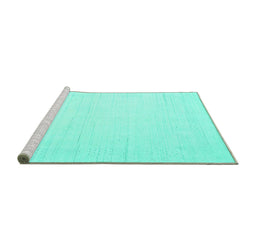 Sideview of Machine Washable Solid Turquoise Modern Area Rugs, wshcon2369turq