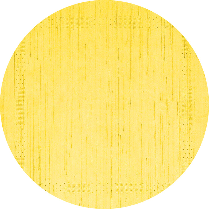 Round Machine Washable Solid Yellow Modern Rug, wshcon2369yw