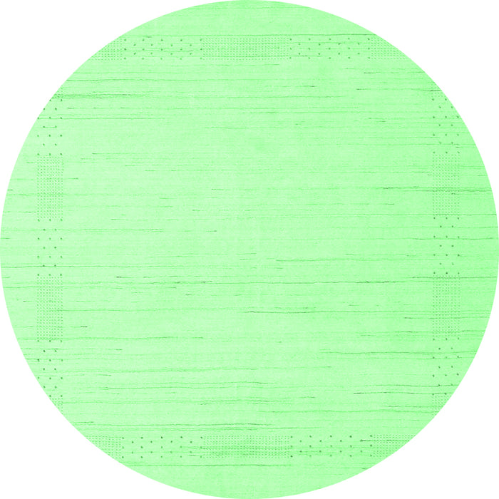 Round Machine Washable Solid Emerald Green Modern Area Rugs, wshcon2369emgrn