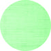 Round Machine Washable Solid Emerald Green Modern Area Rugs, wshcon2369emgrn