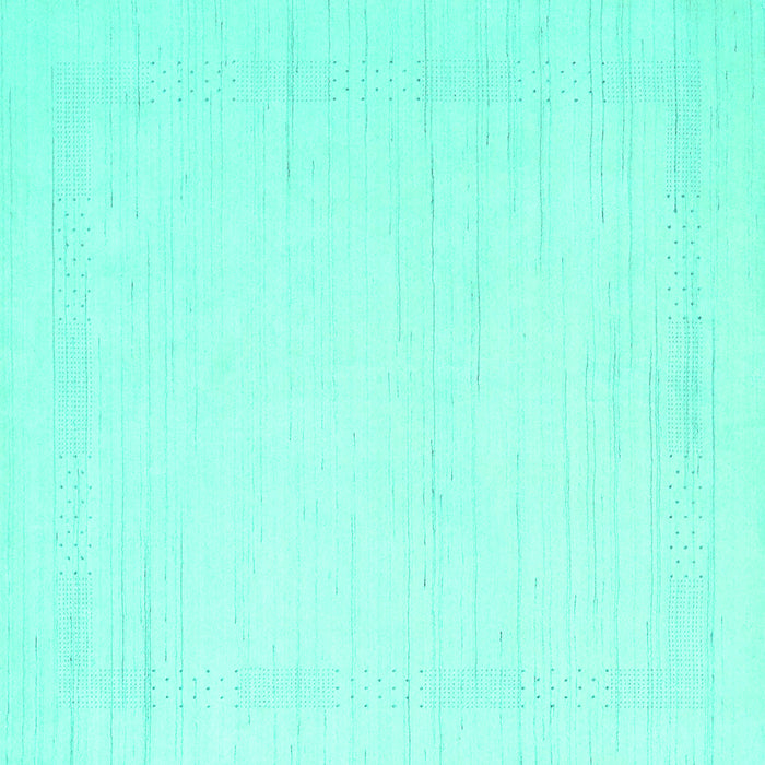 Square Machine Washable Solid Turquoise Modern Area Rugs, wshcon2369turq