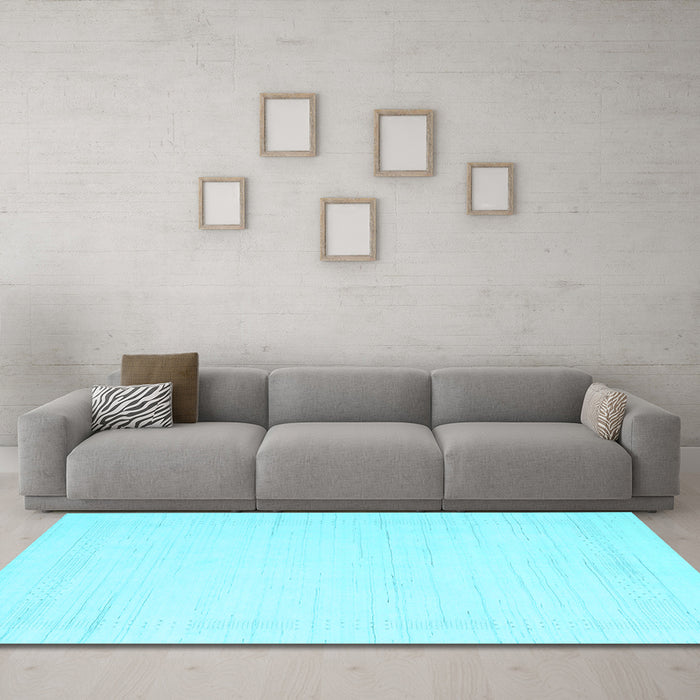 Machine Washable Solid Light Blue Modern Rug in a Living Room, wshcon2369lblu