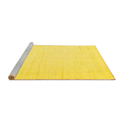 Sideview of Machine Washable Solid Yellow Modern Rug, wshcon2369yw