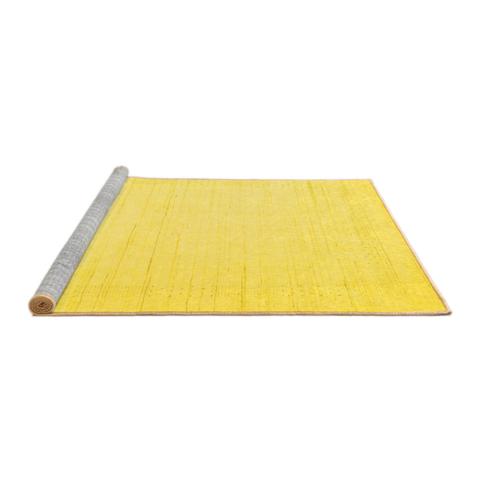 Sideview of Machine Washable Solid Yellow Modern Rug, wshcon2369yw