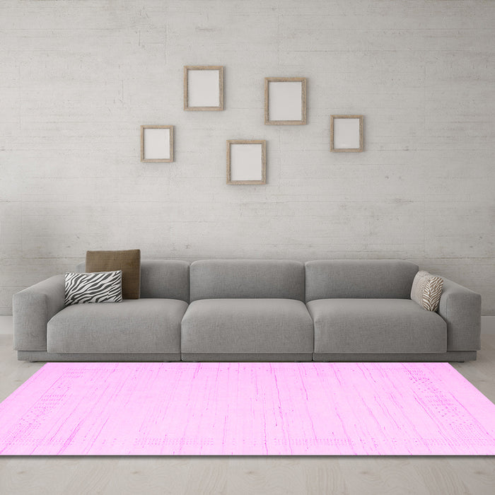 Machine Washable Solid Pink Modern Rug in a Living Room, wshcon2369pnk