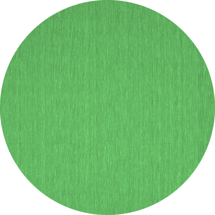 Round Machine Washable Abstract Emerald Green Contemporary Area Rugs, wshcon236emgrn