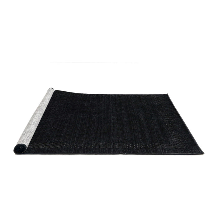 Serging Thickness of Machine Washable Contemporary Black Rug, wshcon2370