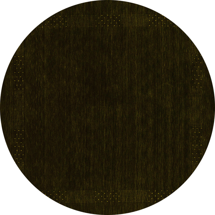 Round Abstract Yellow Contemporary Rug, con2370yw
