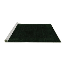 Sideview of Machine Washable Abstract Emerald Green Contemporary Area Rugs, wshcon2370emgrn