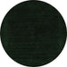 Round Machine Washable Abstract Emerald Green Contemporary Area Rugs, wshcon2370emgrn