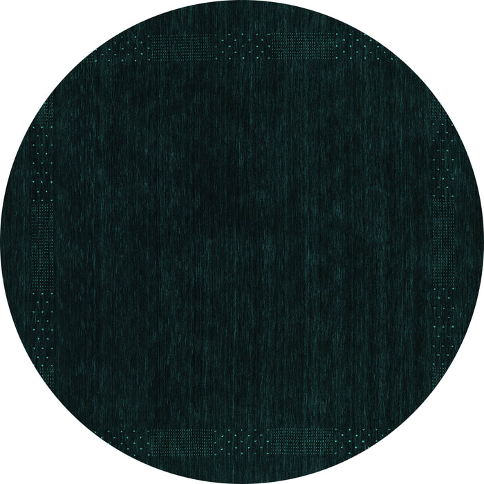 Round Machine Washable Abstract Turquoise Contemporary Area Rugs, wshcon2370turq
