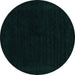 Round Machine Washable Abstract Turquoise Contemporary Area Rugs, wshcon2370turq