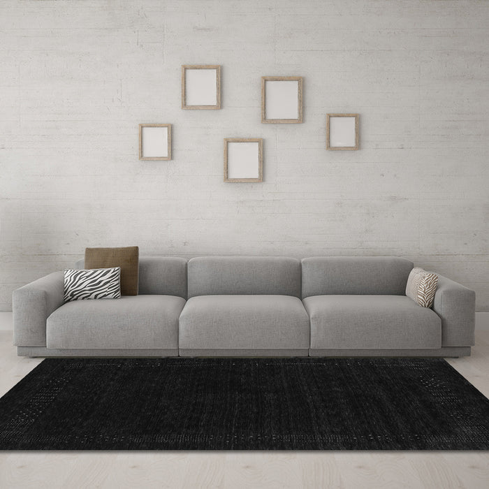Machine Washable Abstract Gray Contemporary Rug in a Living Room,, wshcon2370gry