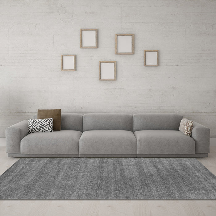 Machine Washable Abstract Gray Contemporary Rug in a Living Room,, wshcon2371gry