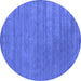 Round Abstract Blue Contemporary Rug, con2371blu