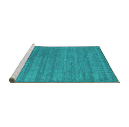 Sideview of Machine Washable Abstract Turquoise Contemporary Area Rugs, wshcon2371turq