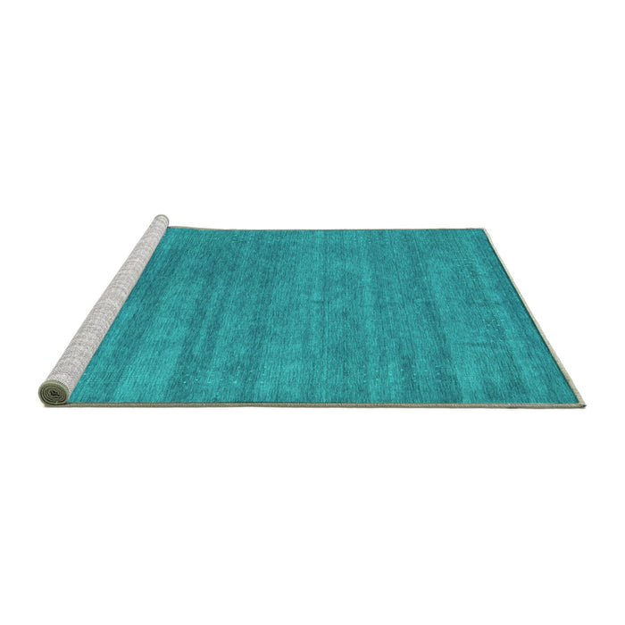 Sideview of Machine Washable Abstract Turquoise Contemporary Area Rugs, wshcon2371turq