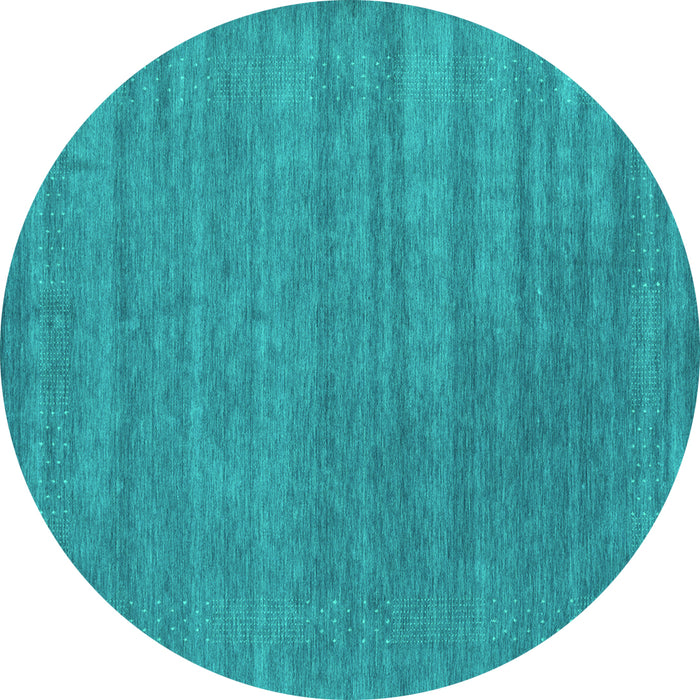 Round Abstract Turquoise Contemporary Rug, con2371turq