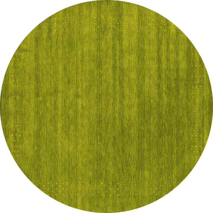 Round Machine Washable Abstract Yellow Contemporary Rug, wshcon2371yw