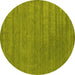 Round Abstract Yellow Contemporary Rug, con2371yw