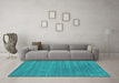 Machine Washable Abstract Turquoise Contemporary Area Rugs in a Living Room,, wshcon2371turq