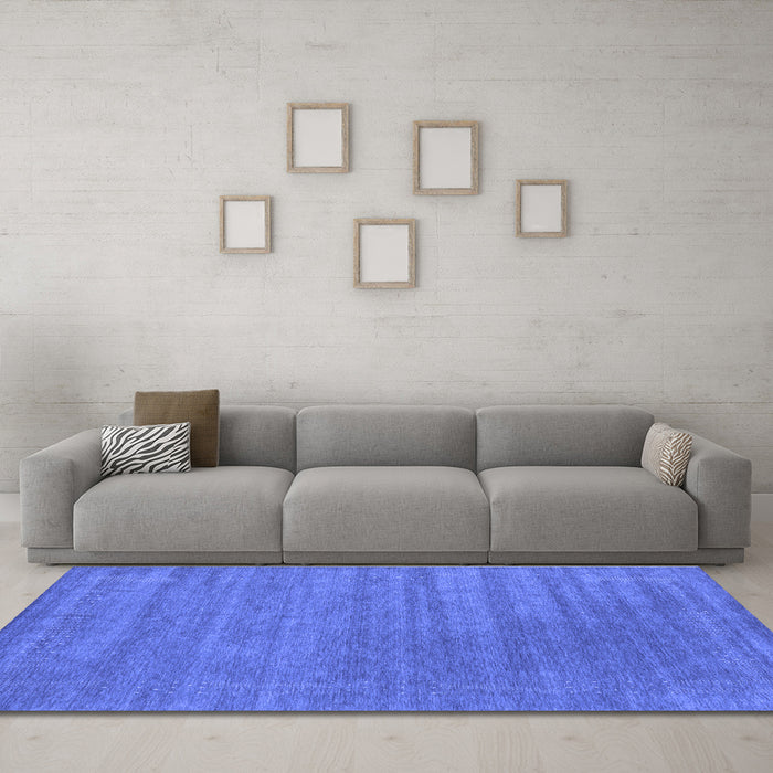 Machine Washable Abstract Blue Contemporary Rug in a Living Room, wshcon2371blu