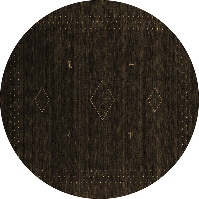 Round Abstract Brown Contemporary Rug, con2372brn