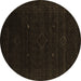 Round Abstract Brown Contemporary Rug, con2372brn