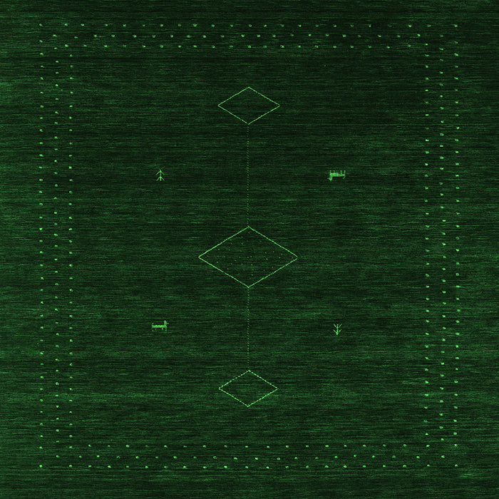 Serging Thickness of Abstract Green Contemporary Rug, con2372grn