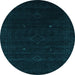 Round Machine Washable Abstract Light Blue Contemporary Rug, wshcon2372lblu