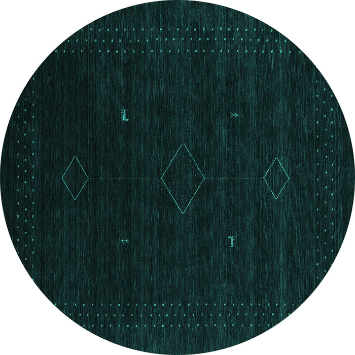 Round Abstract Turquoise Contemporary Rug, con2372turq