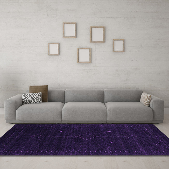 Machine Washable Abstract Purple Contemporary Area Rugs in a Living Room, wshcon2372pur