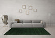 Machine Washable Abstract Emerald Green Contemporary Area Rugs in a Living Room,, wshcon2372emgrn