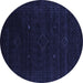 Round Machine Washable Abstract Blue Contemporary Rug, wshcon2372blu