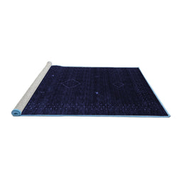 Sideview of Machine Washable Abstract Blue Contemporary Rug, wshcon2372blu