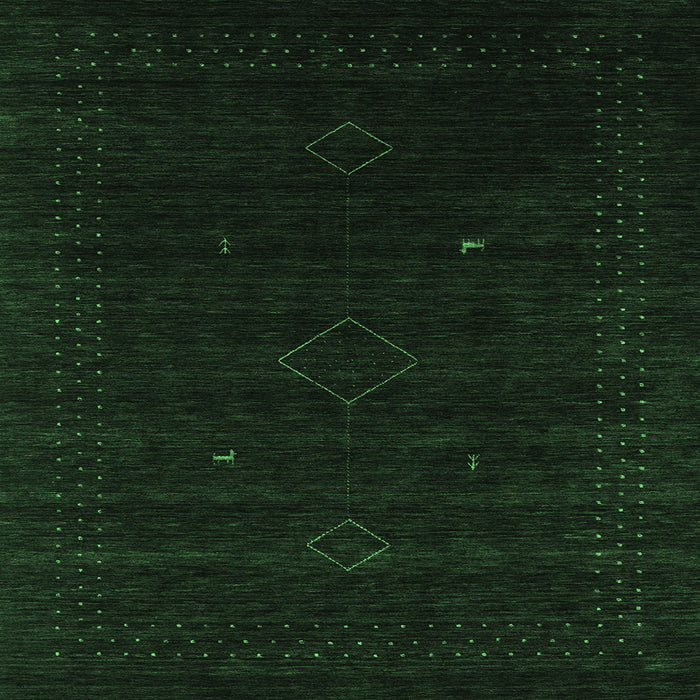 Square Abstract Emerald Green Contemporary Rug, con2372emgrn