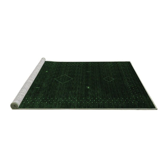 Sideview of Machine Washable Abstract Emerald Green Contemporary Area Rugs, wshcon2372emgrn