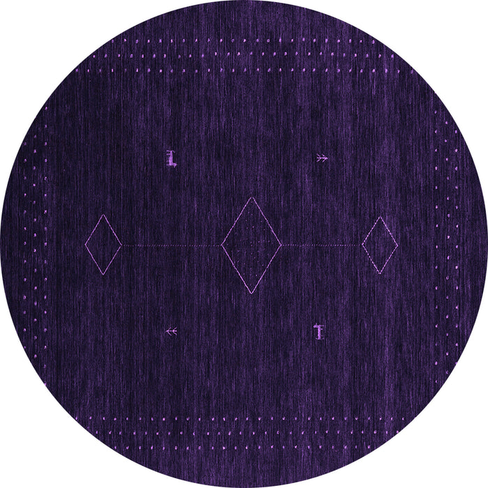 Round Abstract Purple Contemporary Rug, con2372pur
