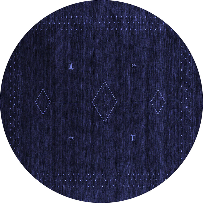 Round Abstract Blue Contemporary Rug, con2372blu