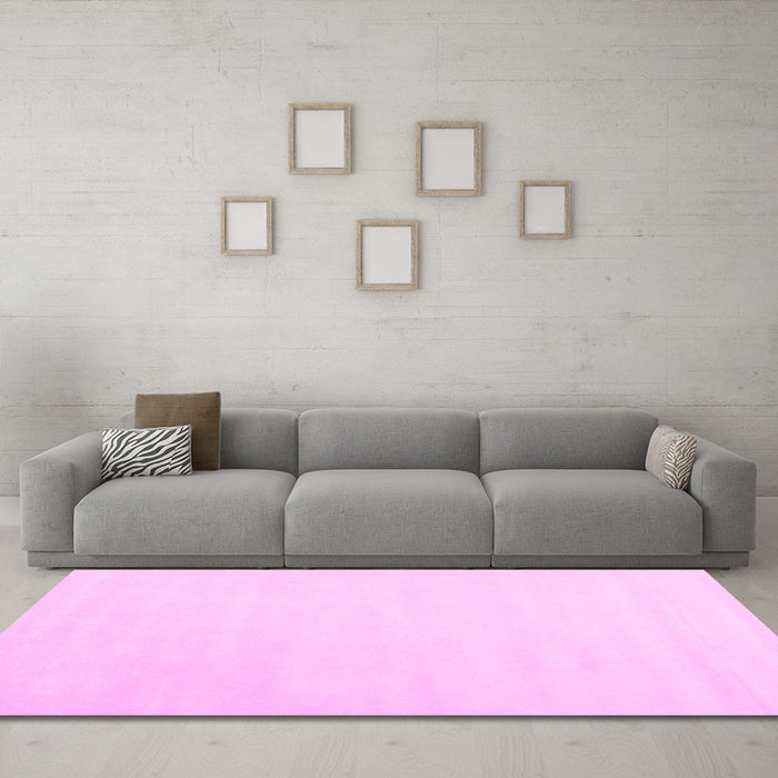 Machine Washable Solid Pink Modern Rug in a Living Room, wshcon2373pnk