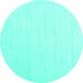 Round Machine Washable Solid Turquoise Modern Area Rugs, wshcon2373turq