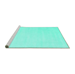 Sideview of Machine Washable Solid Turquoise Modern Area Rugs, wshcon2373turq