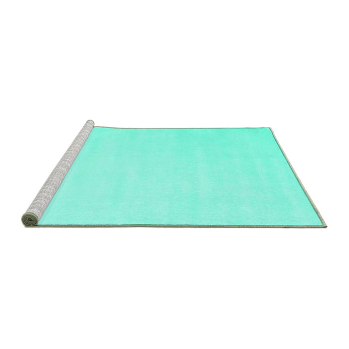 Sideview of Machine Washable Solid Turquoise Modern Area Rugs, wshcon2373turq