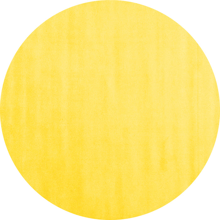 Round Machine Washable Solid Yellow Modern Rug, wshcon2373yw