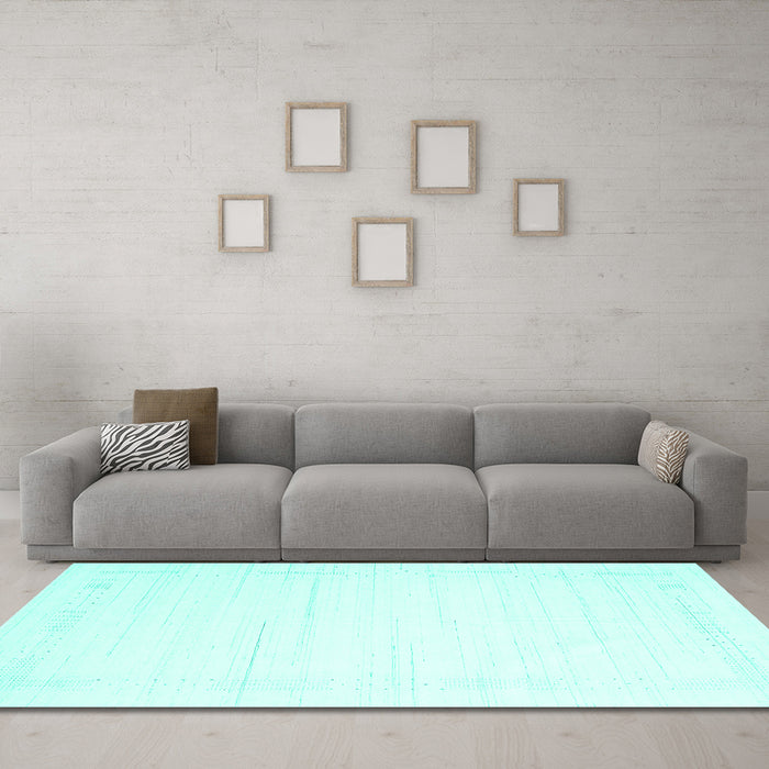 Machine Washable Solid Turquoise Modern Area Rugs in a Living Room,, wshcon2374turq