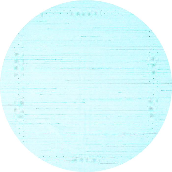 Round Machine Washable Solid Light Blue Modern Rug, wshcon2374lblu